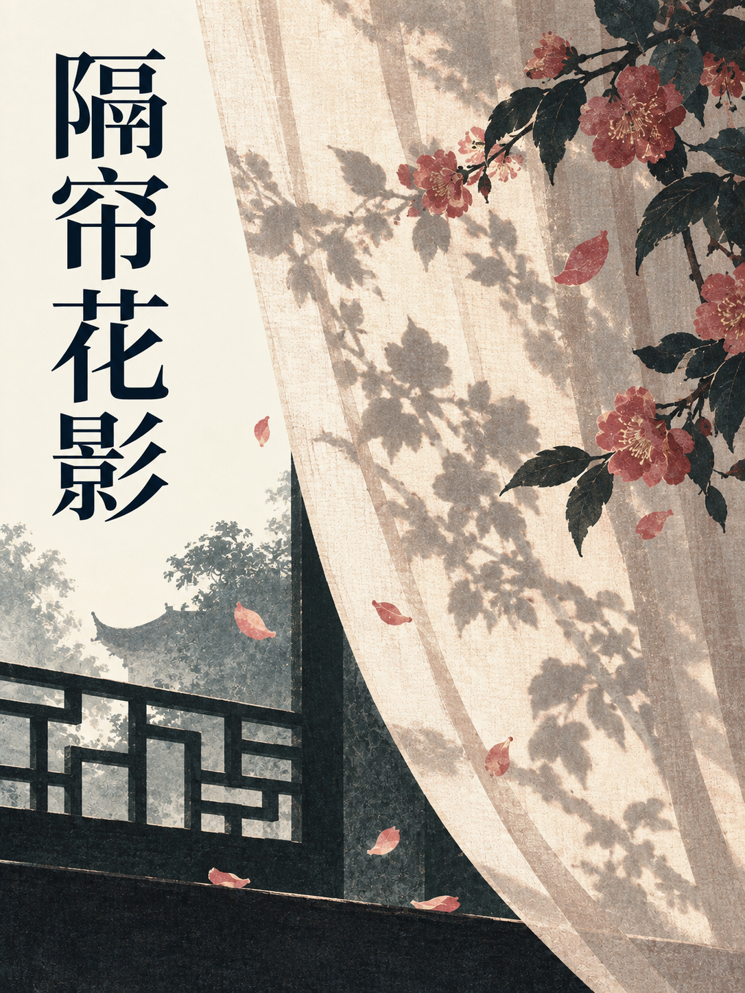 隔帘花影